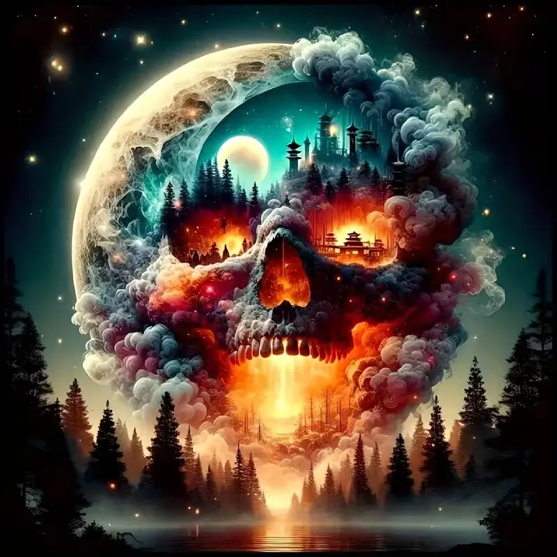 New DIY 5D Diamond Painting Kit, Giant Skull Theme, Full Drill Mosaic Art, Home Wall Decor Gift, Large Size, Model Xinghao Z275, Crafting Kit, DIY Kits, Diamond Art Tools