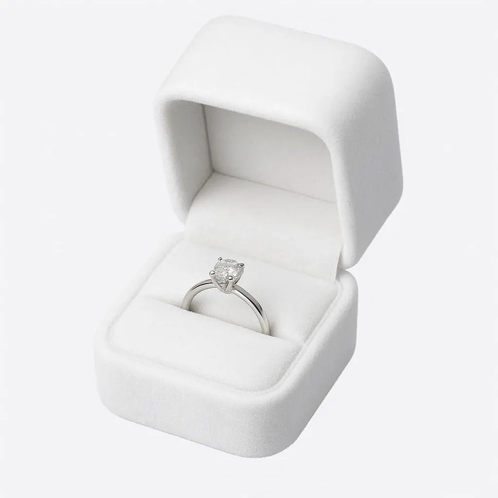 Halloween Fall Gift Premium Velvet Ring Box – White Jewelry Gift Box for Rings, Earrings & Small Jewelry, Elegant Engagement & Wedding Ring Storage