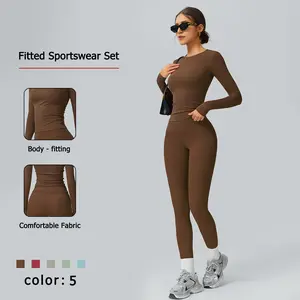 NcmRyu High Elasticity Abdominal Control Yoga Set, Slimming Fitness Running Pants for Women, Comfortable Sportswear for All Seasons, Yoga Tracksuit Set Stretchy Womenswear