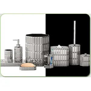 212 MAIN NuSteel GLT4GH Modern Resin Glitz Gold & Silver Toothbrush Holder, Bathroom Accessory, Toothbrush Protector