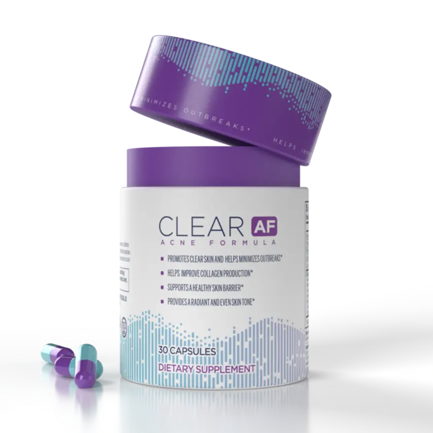 CLEAR AF Acne Supplement - Skin Hydration Booster with Zinc & B Vitamins - Anti-Aging Collagen Formula for Clear Skin Vitamins, Eczema & Psoriasis Relief, Barrier Repair - 30 Capsules - Collagen, Beauty - Dietary, Healthcare - Edible