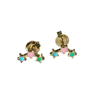 SME011 3 Star Enamel Cluster Earrings