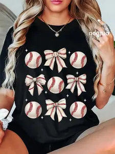100% Cotton Baseball Coquette Bow Baseball Mom Mothers Day Baseball Mama T-Shirt