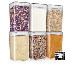 6-Pack Airtight Food Storage Containers with Clear Lids 6.5-Liter Capacity Stackable & Dishwasher-Safe Dry Goods Organizer Set