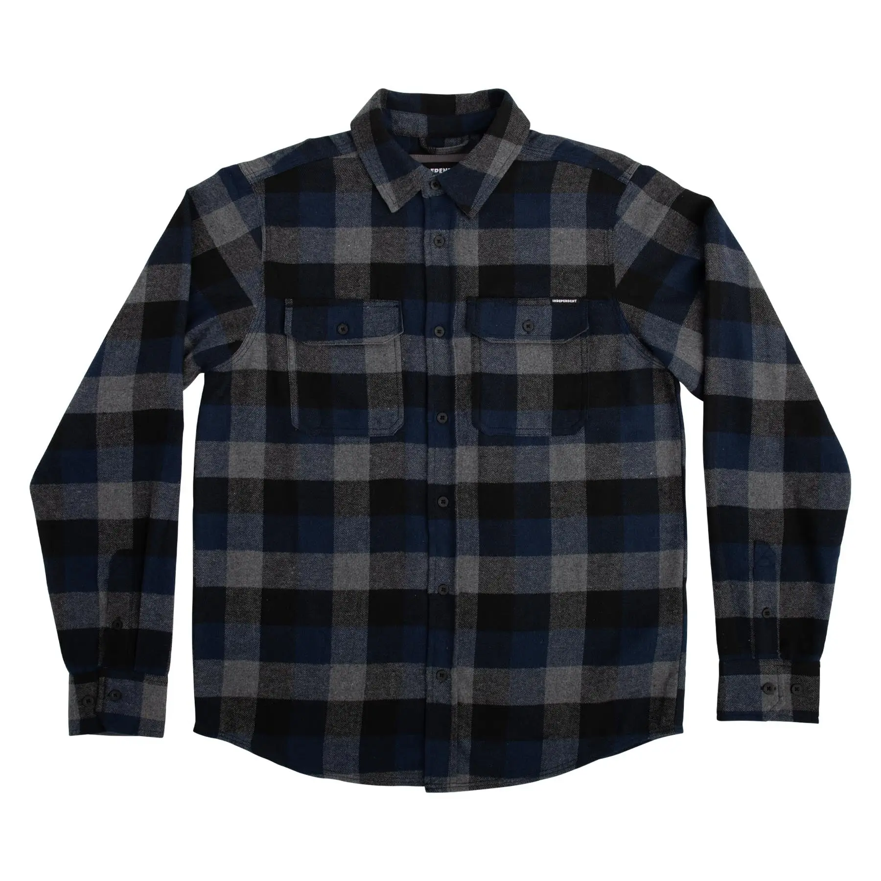 INDEPENDENT TRUCK CO. Men's Belmont Casual Plaid Brushed Flannel Shirt, Long Sleeve Menswear Top with Chest Pocket