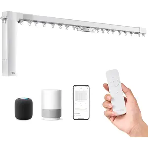 VEVOR Smart Electric Curtain Track, 71-118 inch Adjustable Length, Motorized Rod with Remote, Ceiling and Wall Mount, Automated Curtain Track System Compatible with Alexa, Google Home, App Control