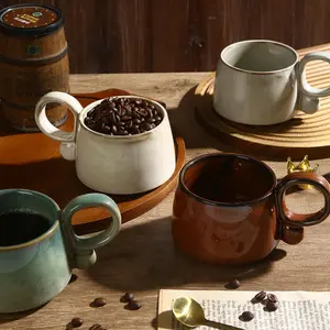 Ceramic Coffee Cup, 1 Count Solid Color Coffee Mug, Milk Cup for Breakfast, Drinkware for Home Kitchen, Housewarming Gift, Tumblers, Coffee Cups Gift