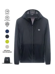 Men's Upf30+ UV Protection Self-Storage Sun Jacket, Lightweight Quick-Dry Hiking Jacket, Portable for Commuting, Camping, Fishing, Cycling