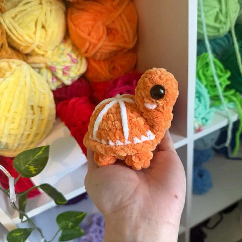 Handmade Crochet Small Orange Turtle