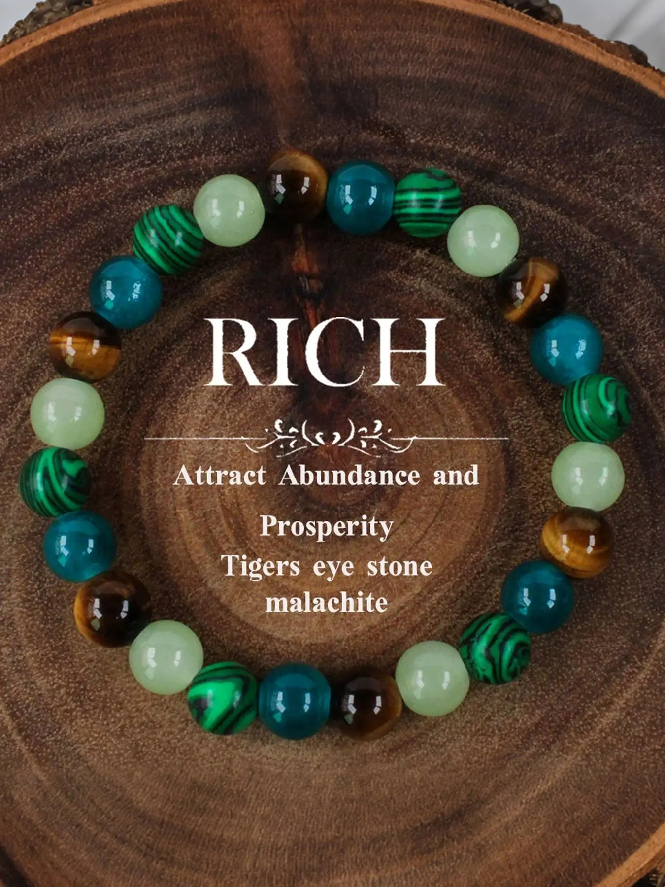 Unisex Elegant Malachite Tiger Eye Stone Beaded High Quality Bracelet, Fashionable and Versatile Design Suitable for Wearing at Any Time, Trendy All-match & Exquisite Jewelry As Gift Premium Bracelet
