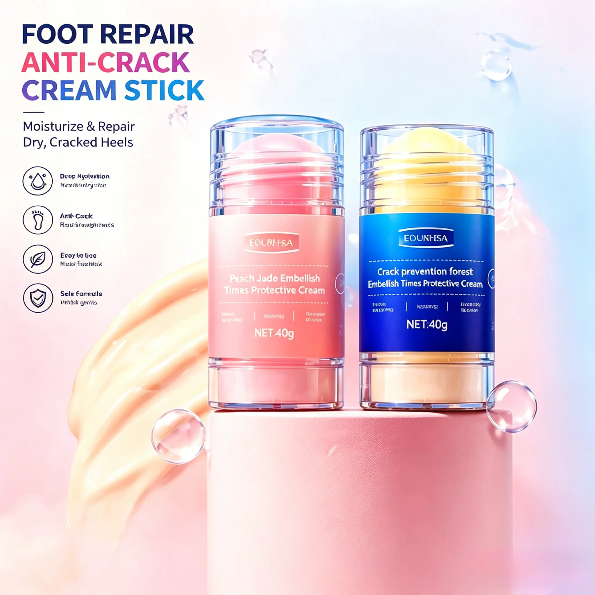 Buy 1 Get 1 Foot Care Cream – Anti-Cracking Foot Balm for Dry, Cracked Feet, Deep Moisturizing, Softening & Nourishing Cream, Helps Remove Dead Skin and Hydrate Rough Heels