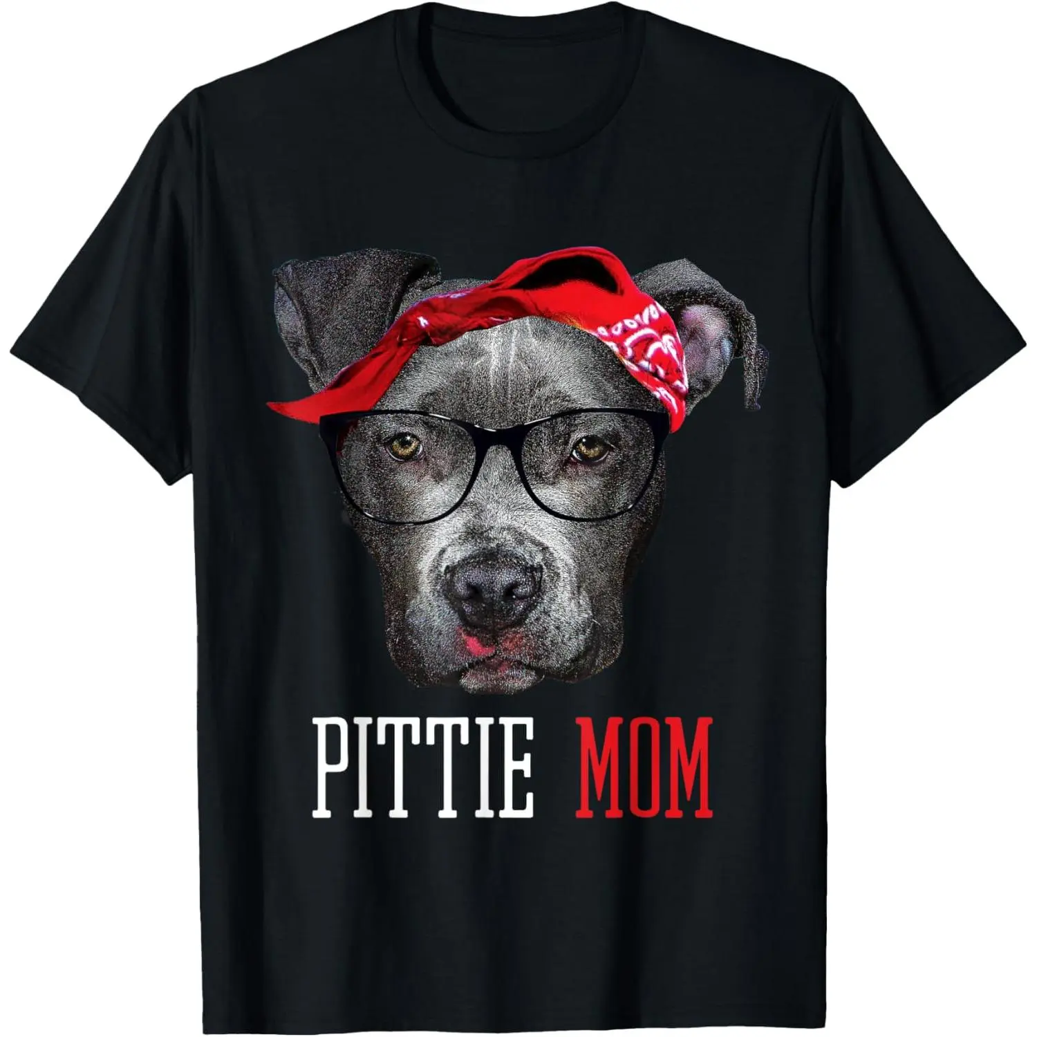 Women's Casual Short-Sleeve Everyday Graphic T-Shirt, Pittie Mom Pitbull Dog Lover Lady's Mother's Day Gift, Shortsleeve, Round Neck, Top