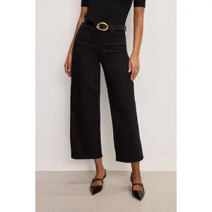 GOOD WAIST CROPPED PALAZZO NEVER FADE JEANS | BLACK001