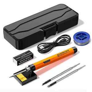 Portable 5V8W USB Charging Electric Soldering Iron Full Kit, 800mAh Lithium Battery, Lightweight Mini Tool with Anti-Scald Protection, Auto-Sleep Mode, Comfortable Grip for Beginners’ DIY Projects & Small Repairs (Includes USB Cable)