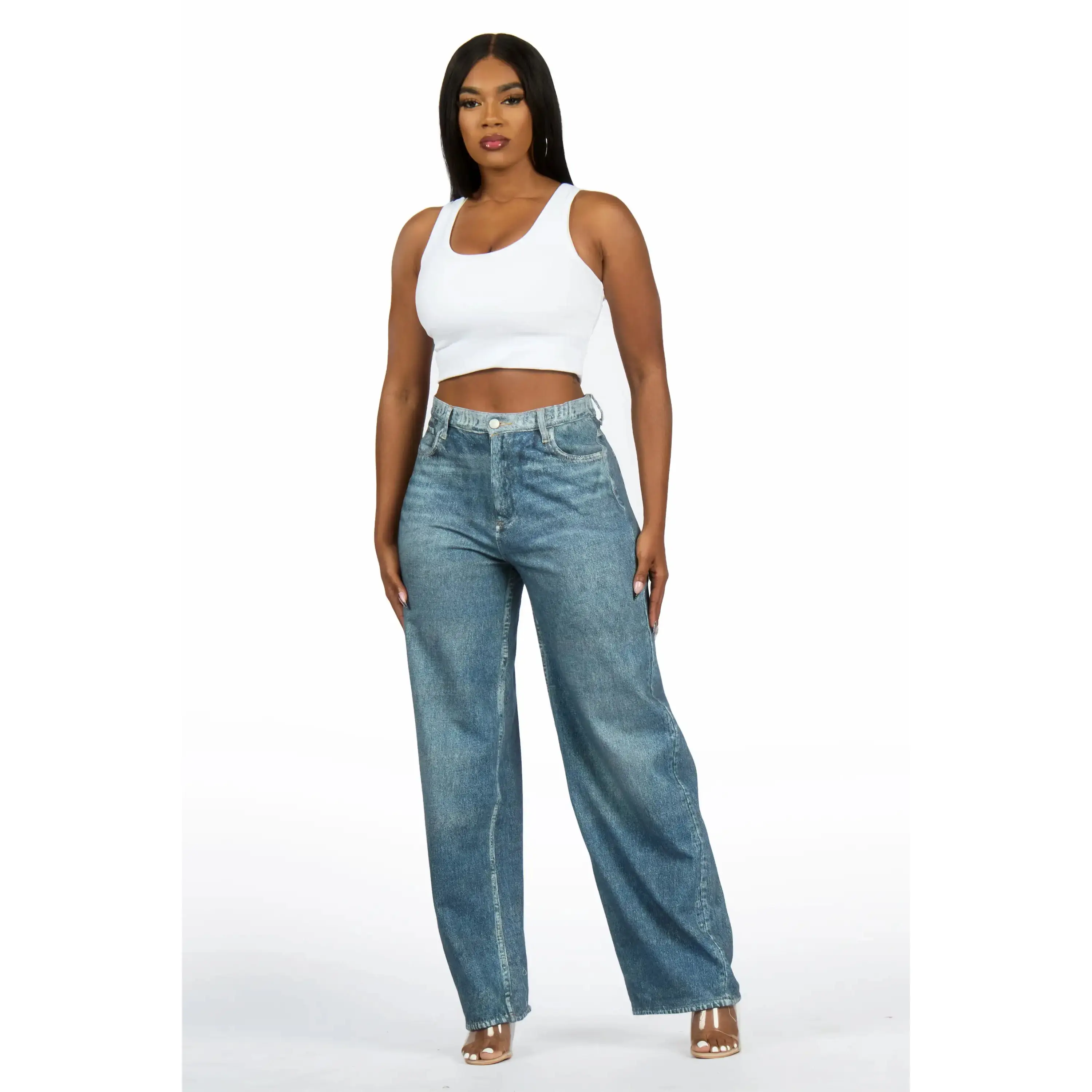 Kasai Med. Wash Denim Print Stretch Terry Sweatpant Jean