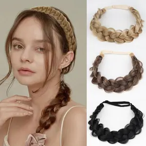Thick Wide 3-Strand Multicolor Twisted Straight Synthetic Hair Headband 2025 Summer Essentials for Women Girls Daily Party Hand Made