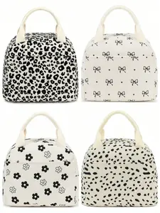 Butterfly Knot Lunch Bag, Office Food Storage Bag, Insulated Outdoor Picnic Bag, Cute Corduroy Handbag, Portable Lunch Bag, Large Capacity Waterproof Leakproof