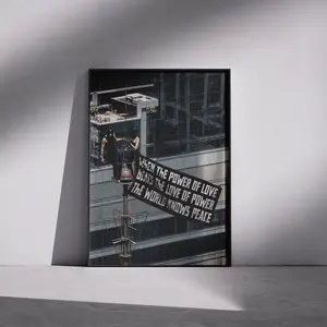 [NO FRAME] Empire State Building Inspired Wall Art, Power of Love Quote Poster, NYC Skyline Modern Home Decor