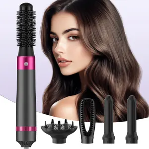 5-in-1  curling irons styler, Hot Air Brush dryer , Interchangeable Heads for All Hair Types,Dry, Curl, Straighten, Volumize & Smooth,Perfect for Travel, Parties & Gifting hair curler affordable straightener Adjustable Handle Lightweight