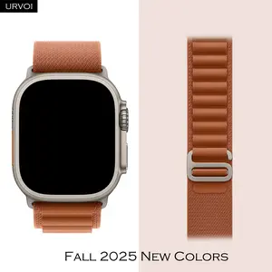 URVOI Alpine loop for Apple Watch Ultra 3 2 Strap series 11 10 9 87 SE Titanium colored G-hook closure band woven polyester for iWatch 49mm Wristband Smartwatch Strap Watch Straps Smart Watch Accessories