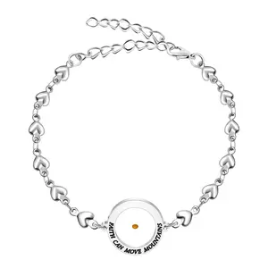 OIDEA Women's Mustard Seed Christian Faith Stainless Steel Bangle - Heart Chain, Engraved Round Pendant, Baptism Inspirational Personalized Jewelry Gift for Teen Girls summerwins,summerwins