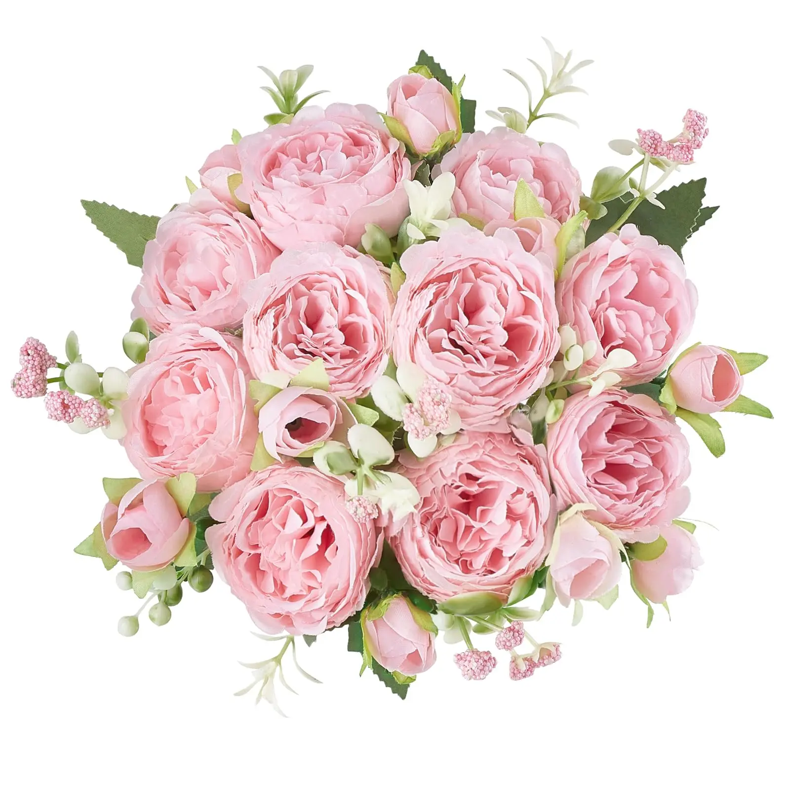 Peonies Artificial Flowers, Artificial Peony Flower, Small Silk Flowers for Home Decor, Indoor Fake Bouquet, Faux Floral Arrangements, Dining Table Centerpieces, Home Decoration Bouquet