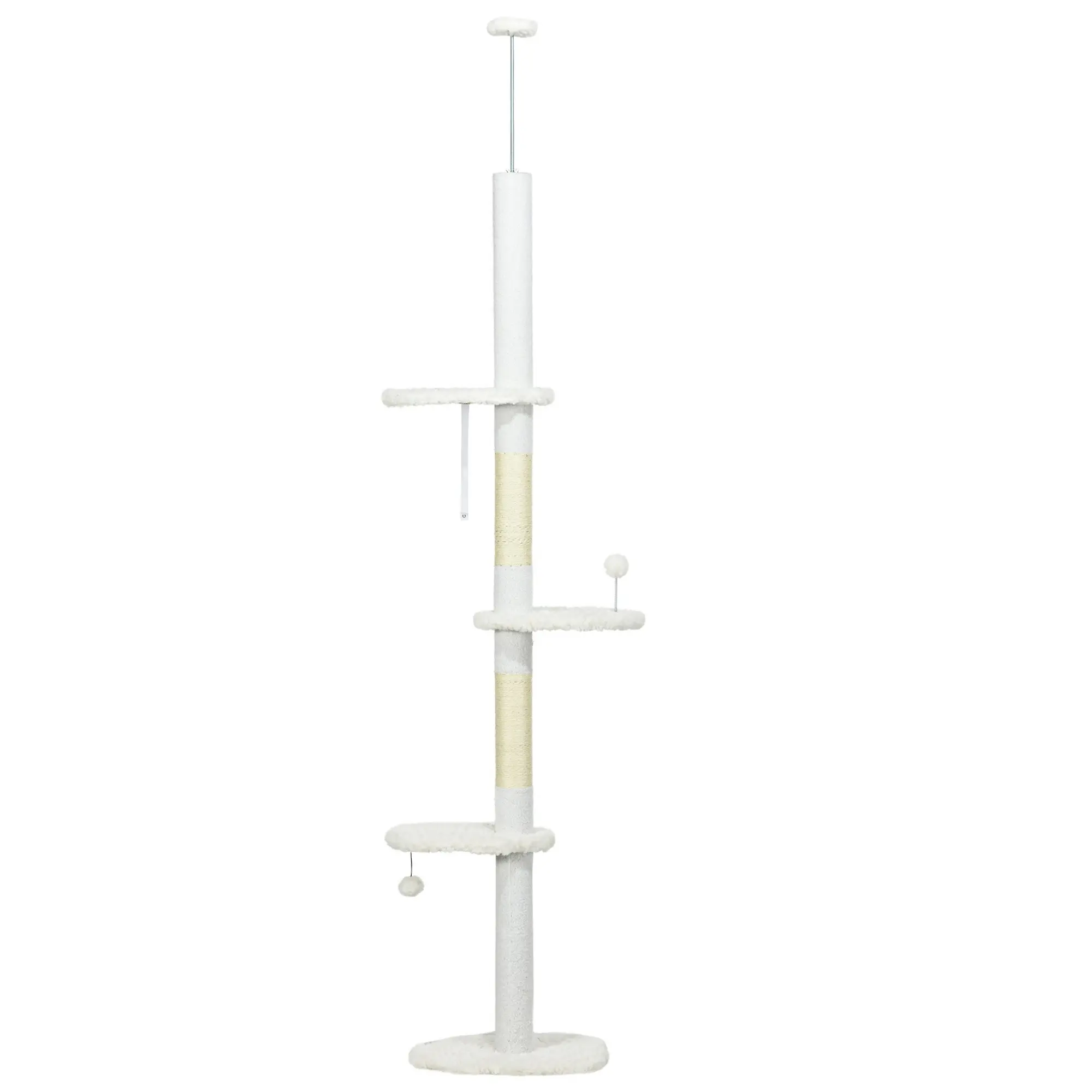 8.4 Floor to Ceiling Cat Tree, Adjustable Height, White