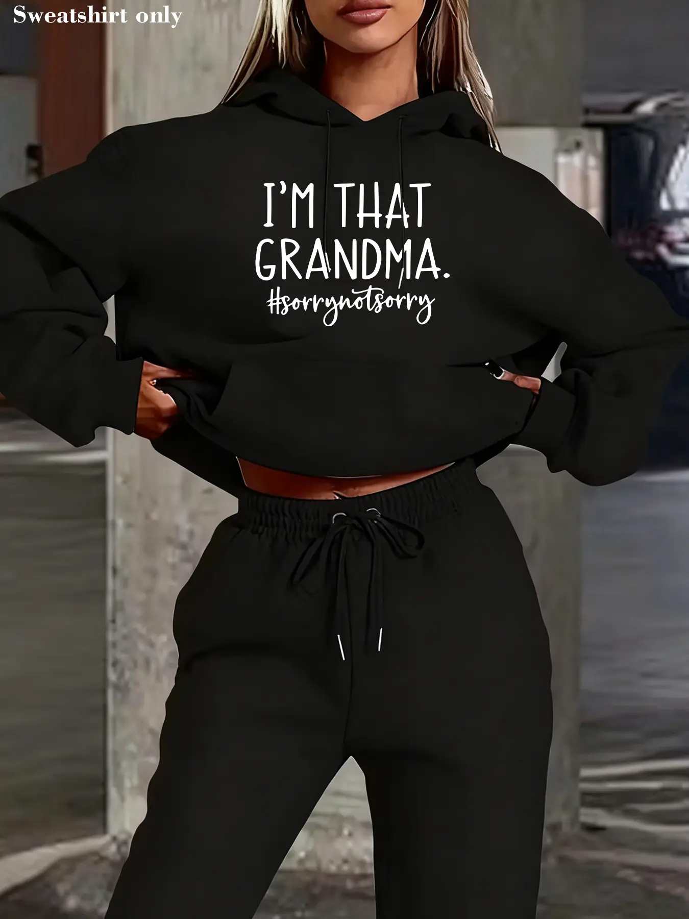 Women's Fall & Winter Drawstring Hoodie, I'm That Grandma Print, Casual Long Sleeve Fitted Top with Pockets, Fun Letter Design, Sweatshirts, Hoodies