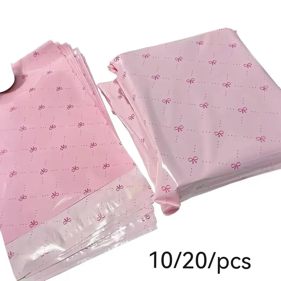 Bow Waterproof Shipping Bag with Self-Adhesive Label, Durable Plastic Mailer, Polymailers, Postal Mailing Bags, Shipping Supplies, Perfect for Clothing and Gift Packaging, 10/20 Pieces Per Pack