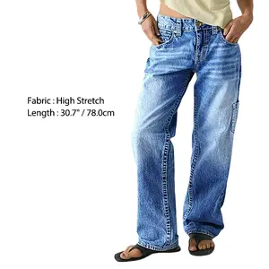 Flamingals Wash Multi Pocket Mid Rise Straight Leg Jeans Women's Fashion Casual Comfort