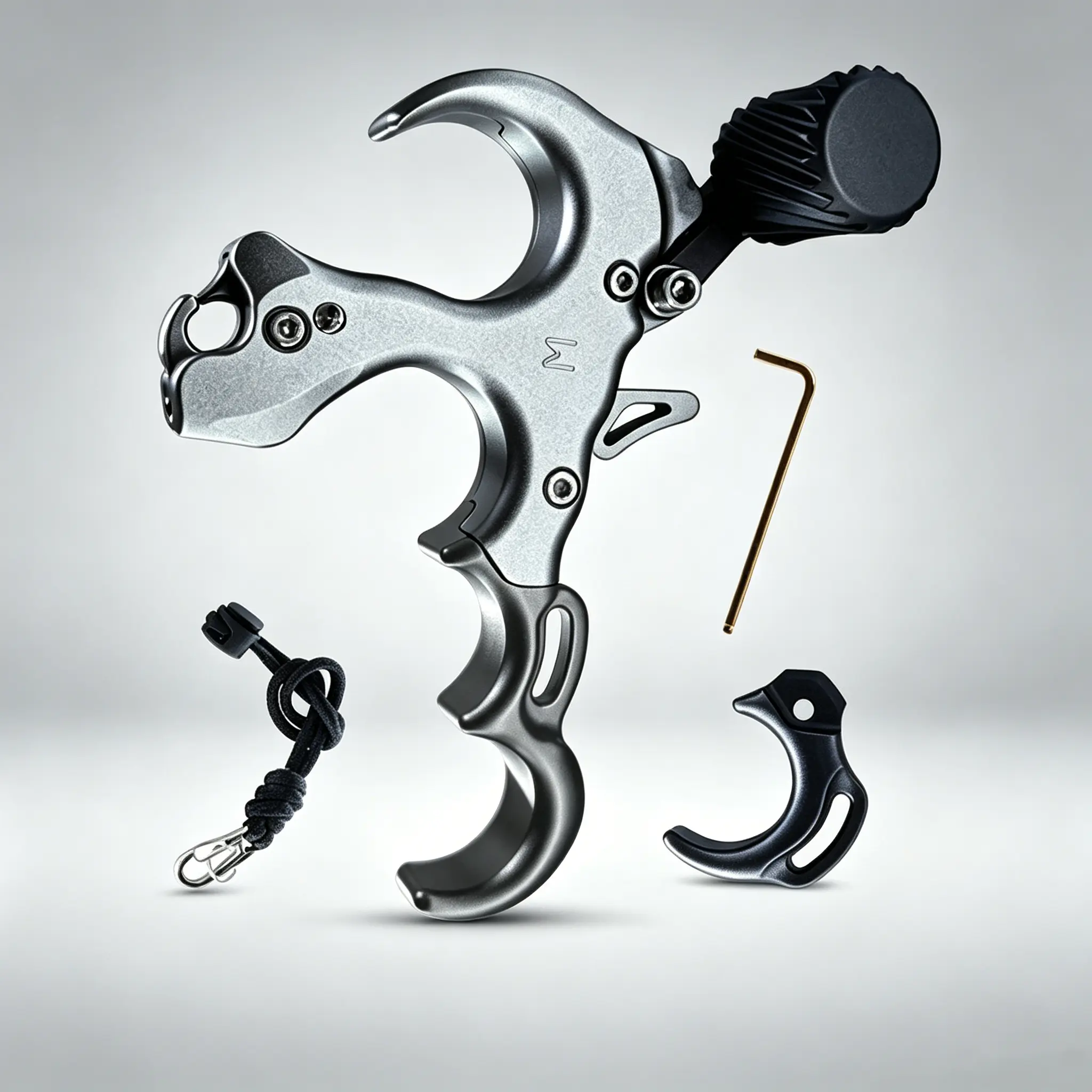 jianZD Archery Thumb Release Aid - Lightweight Aluminum Alloy 4-Finger Trigger, 360-Degree Rotatable Head, Anti-Slip Textured Grip, 100G Gear, Adjustable Secure Hook, Compact Unisex for Compound Bows, All-Day Hunts (Outdoor Archery Equipment)