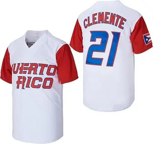 Men Baseball #21 RobertoClemente Jersey Puerto Rico World Game Classic Embroidery White Black S~3XL Sports Top tiktokshopspringglowup