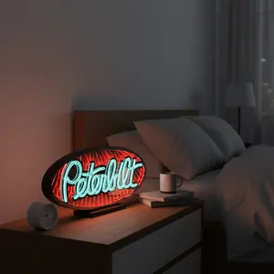 Peterbilt Infinity Mirror Neon Sign, USB Powered Dimmable LED Neon Light Sign, Decorative Neon Sign for Farm Bedroom Man Cave Bar, Led Light Letters