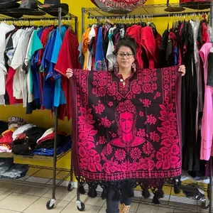 Frida's Essence: Mexican Women’s Jorongo Poncho Gaban Cape Ruana