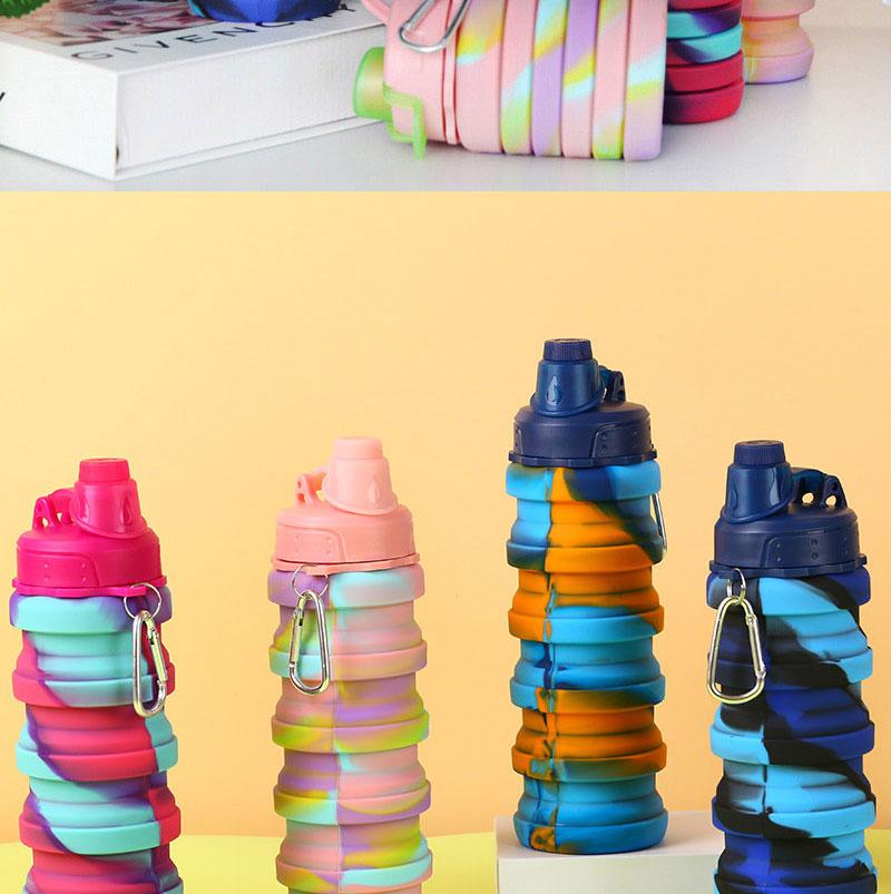 Outdoor Sports Silicone Foldable Water Bottle for Camouflage Creative Travel Reusable Leakproof Water Bottle with Carabiner