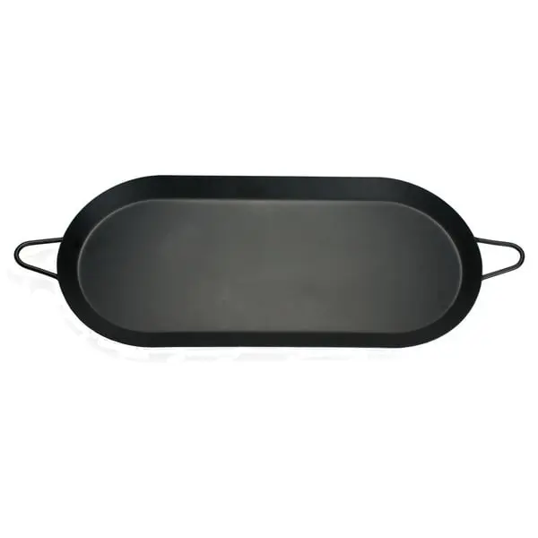 Brent Wood BCM-2000 18 in. Carbon Steel Non-Stick Double Burner Comal Griddle, Black
