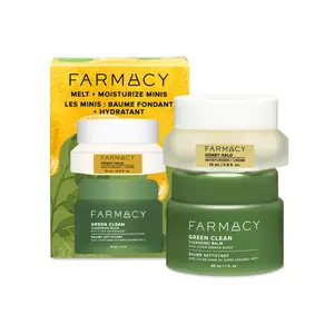 Farmacy Beauty Melt + Moisturize 2-Piece Skin Care Kit - Green Clean Makeup Removing Cleansing Balm, Honey Halo Ultra-Hydrating Ceramide Moisturizer for Repair