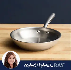 Rachael Ray 10-Inch Professional Stainless Steel Induction Frying Pan with Double-Riveted Handles Oven Safe to 500°F Dishwasher Safe Cookware