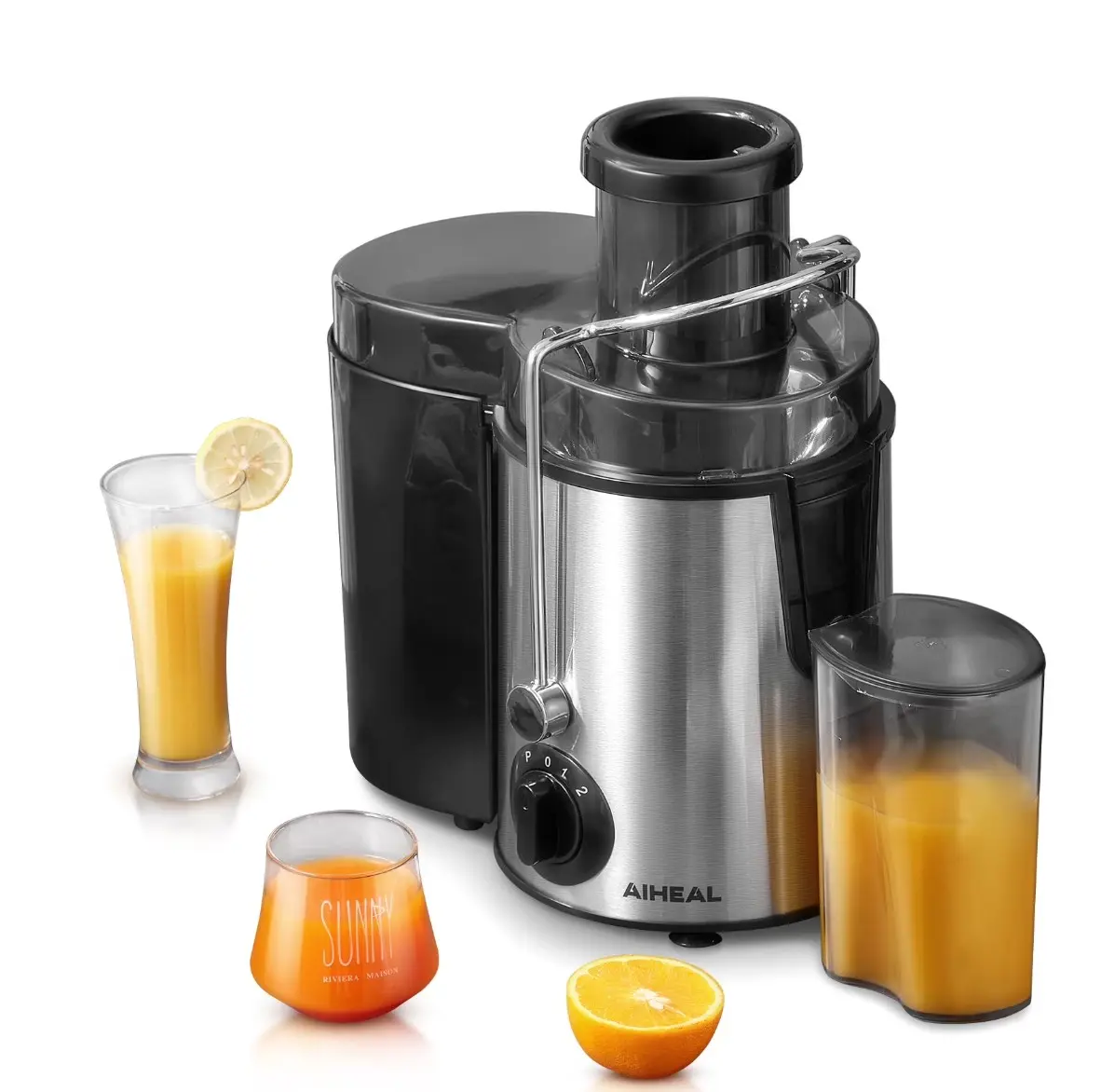 Juicer Machines, 3" Wide Mouth Centrifugal Juicer with 3 Speed Control for Whole Fruit and Vegetables, Black