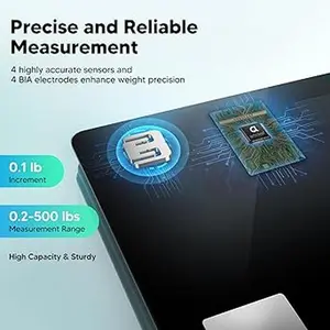 Smart Bluetooth Body Scale - 14 Body Metrics with App Precise Reliable Measurement 0.1 lb Increment 0.2-500 lbs Range High Capacity Sturdy