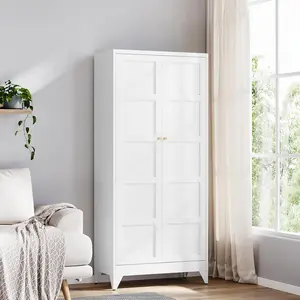 Letaya Metal Pantry Cabinet 72" Black Kitchen Storage with 4 Adjustable Shelves & 2 Doors Heavy-Duty Steel Construction for Home & Office