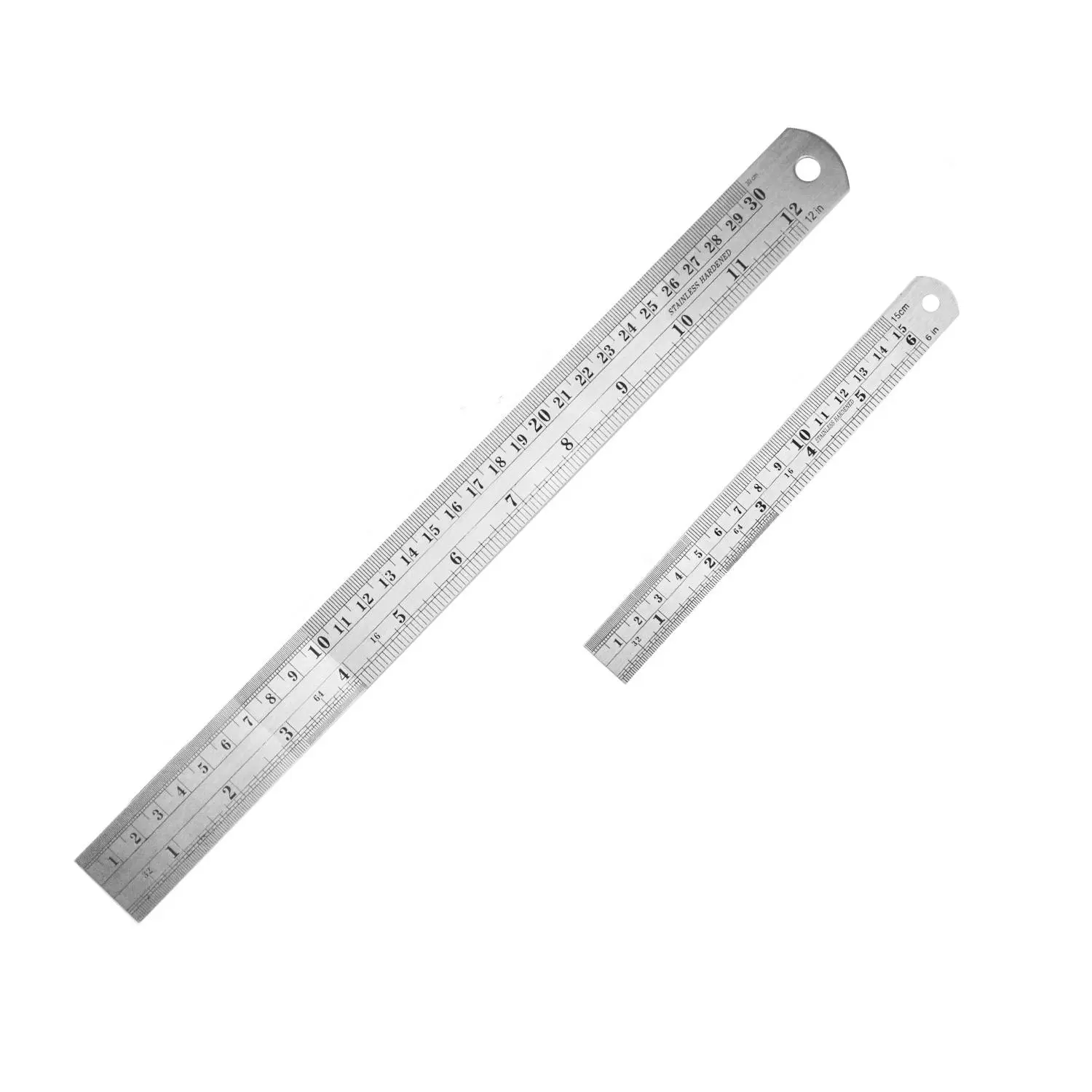 Accurate Portable Stainless Steel Ruler, 1 Set 12 Inch and 6 Inch Metal Rule Kit with Conversion Table, Professional Hand Measuring Tool, Measuring Instrument