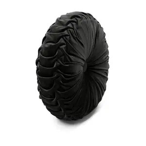 Round Pleated Soft Velvet Dec. Pillow by Lush Decor