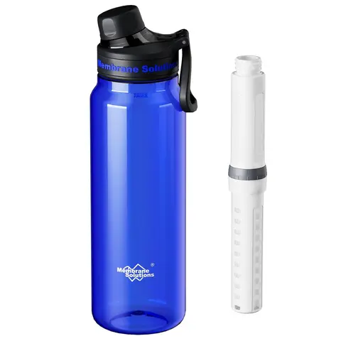 Membrane Solutions 36oz Reusable Gym Plastic Water Bottle - 6-Stage Replaceable ACF & UF Filter Cartridge, Leakproof Seal, Portable Running Bottle for Sports, Hiking, Travel Stuff