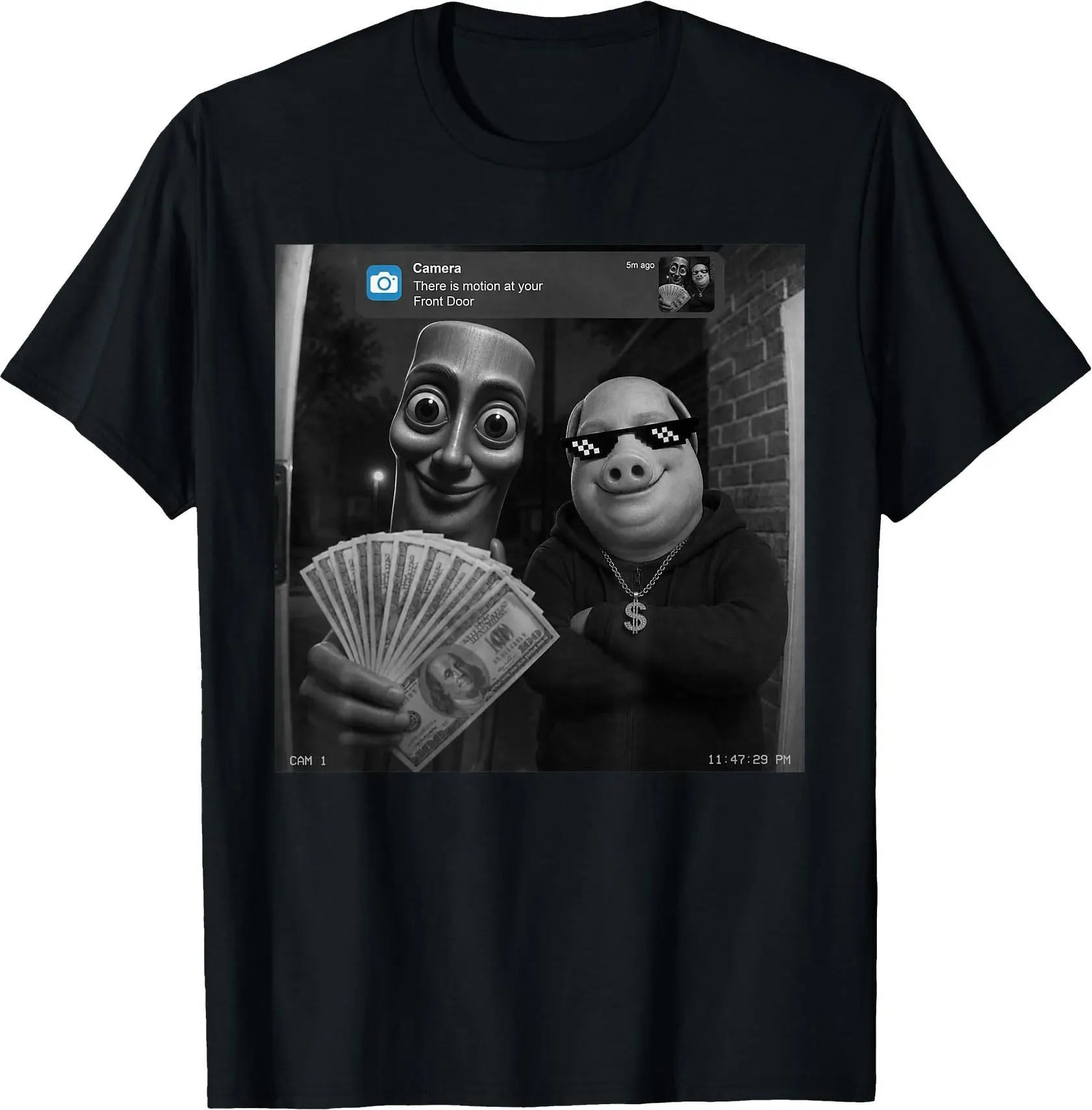 Tung Tung Tung Sahur John Pork There is Motion at Your Front Door Meme Brainrot T-Shirt Funny Graphic Tees
