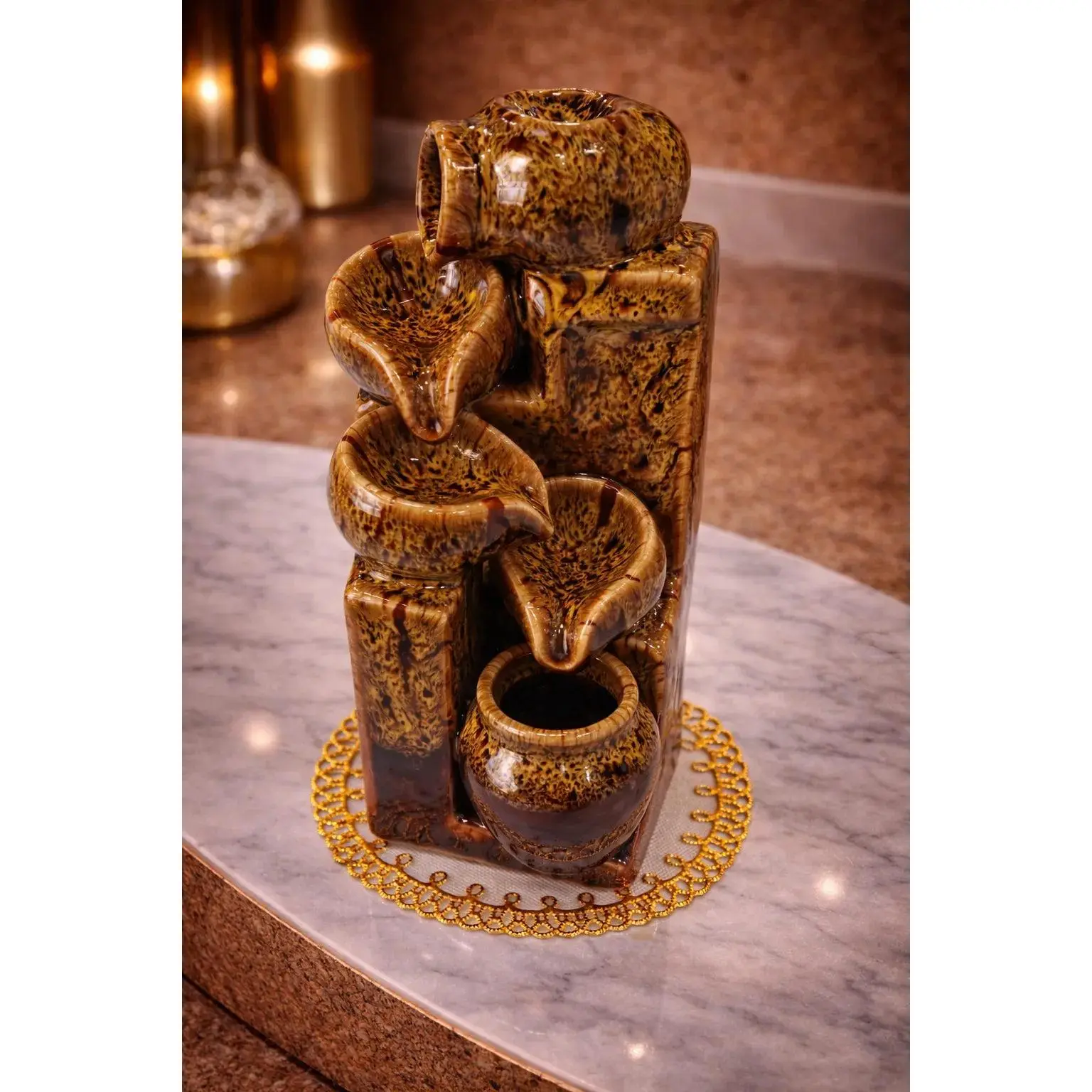 Sahara Tortoiseshell Tiered Cascade Backflow Table Incense Burner