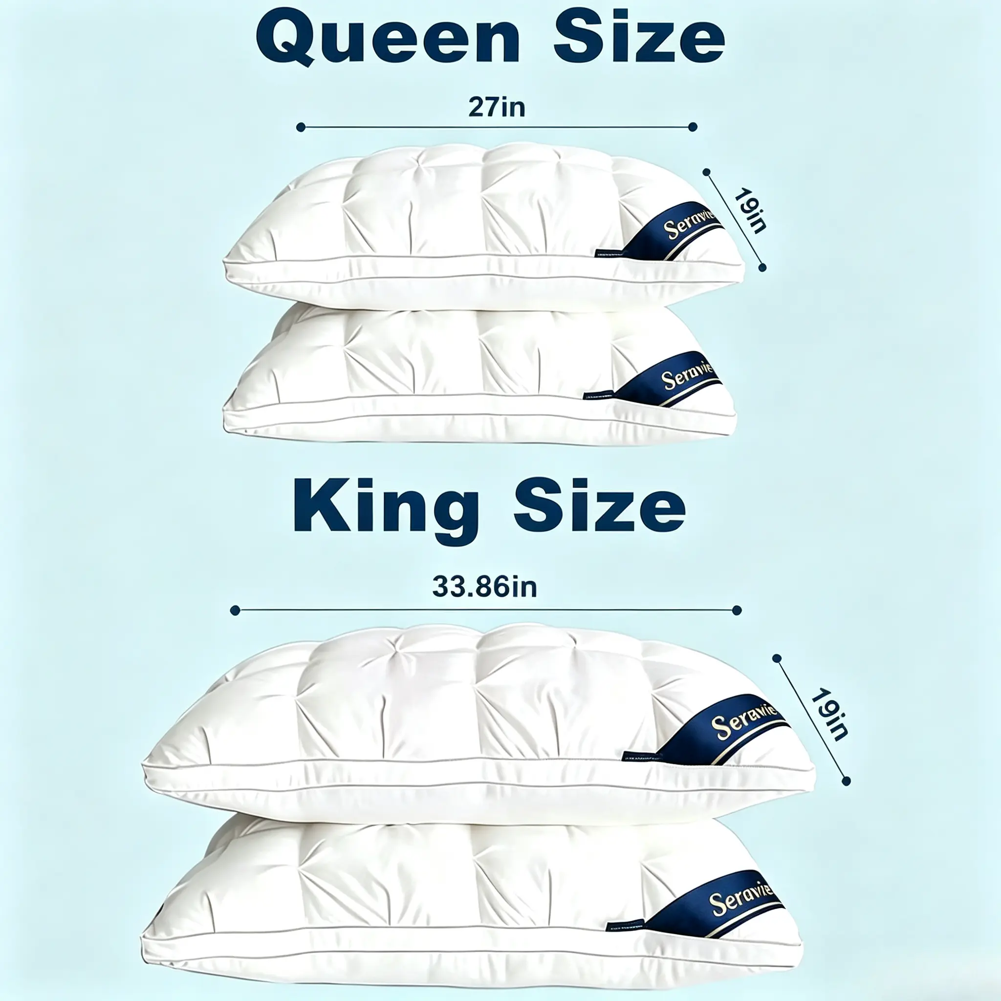 Hotel-Quality Pillows (Set of 2) – Cervical Support Pillows for Deep Sleep. Soft, fluffy, and suitable for all seasons; designed to promote better sleep. Available in Queen/King sizes; colors selected at random. An excellent gift choice.