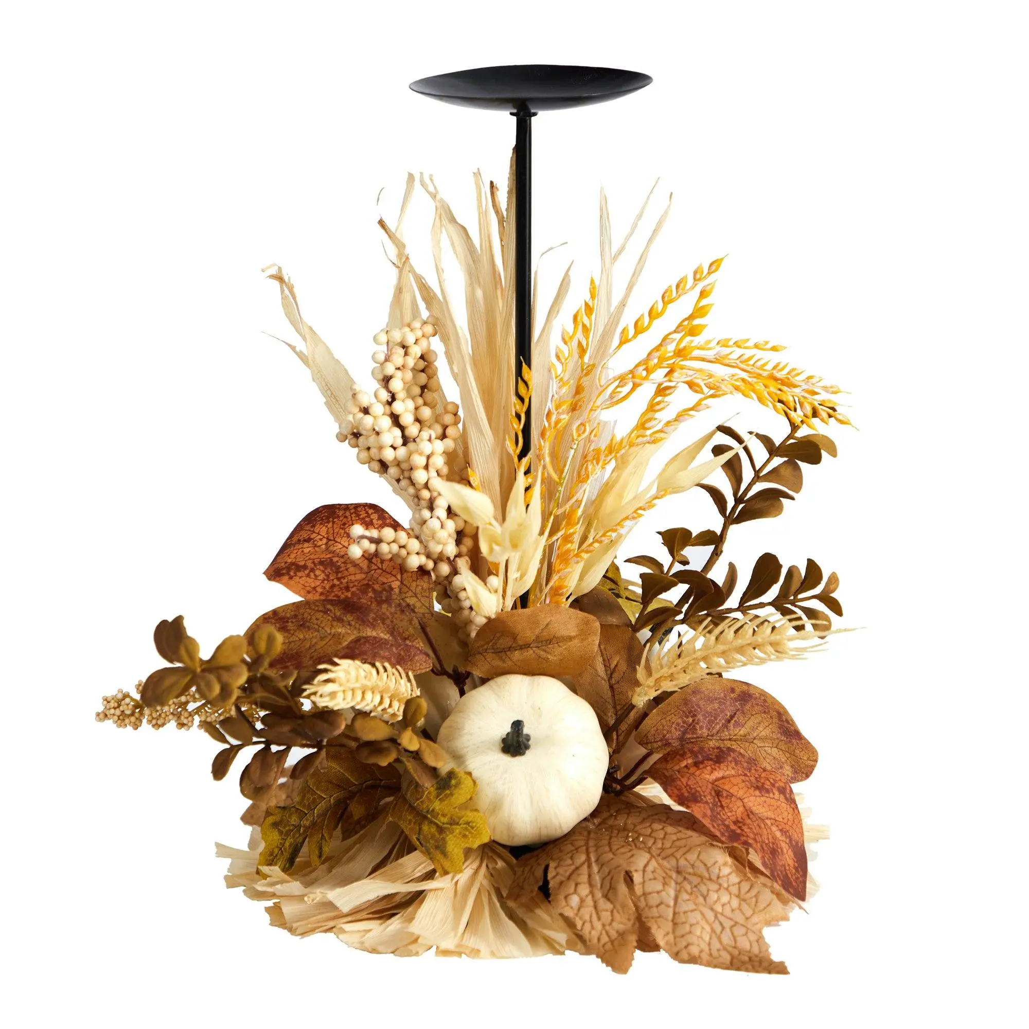12-in Autumn Harvest Pumpkin Decorative Candleholder Set, Home Supplies Harvest Decor, Ornamental Candleholder for Tabletop Display