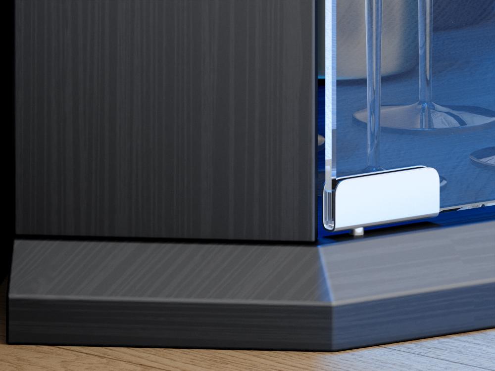 kepptory 71.8" Corner Display Cabinet with LED Lights, 6-Tier Tall Curio Cabinet with Adjustable Glass Shelves&Glass Door, Wine Cabinet for Living Room, Home Bar