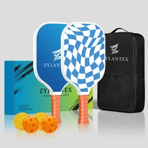 Fiberglass pickleball paddle set, 2-piece pack with honeycomb core for enhanced spin and control, includes 4 indoor/outdoor balls, 1 ball bag, and a colorful box, non-slip textured handle, pickleball game equipment, ideal as a gift for family and friends